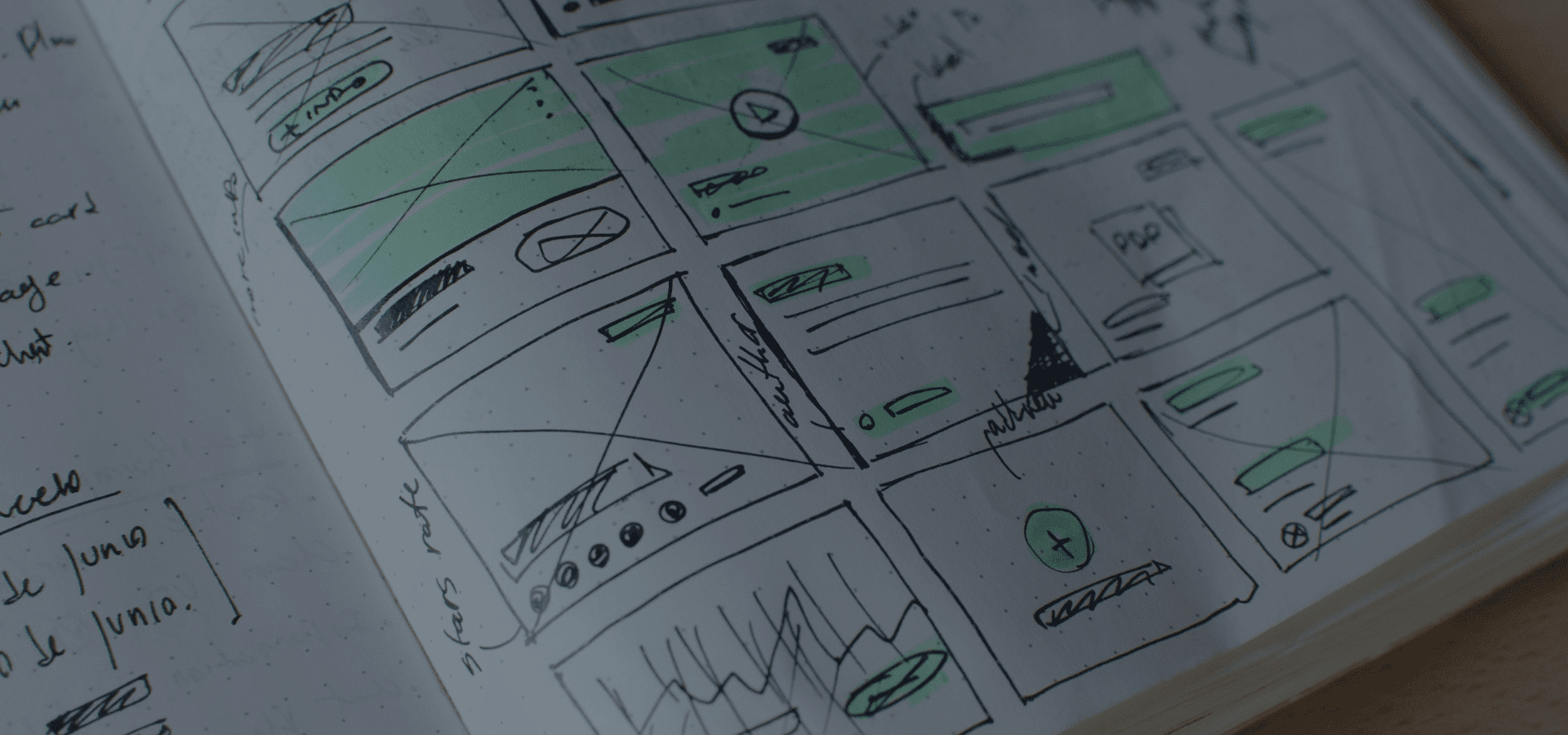Wireframes on paper